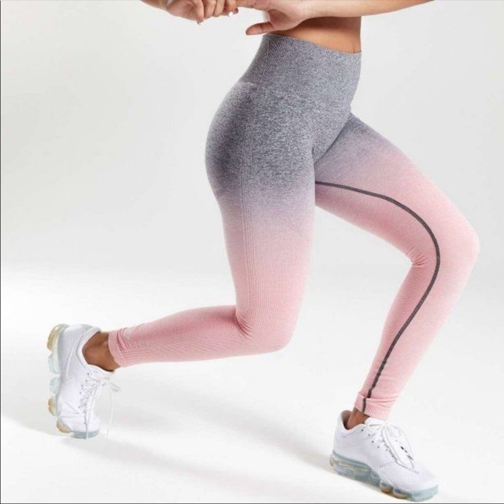 Gymshark- Adapt Pink/Grey Ombré Seamless Leggings- M/L these fit like a LARGE